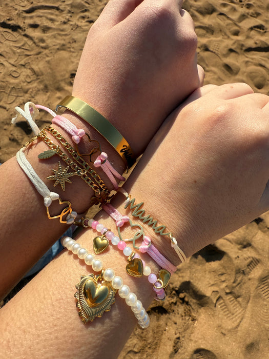 Pulsera Corazones beige